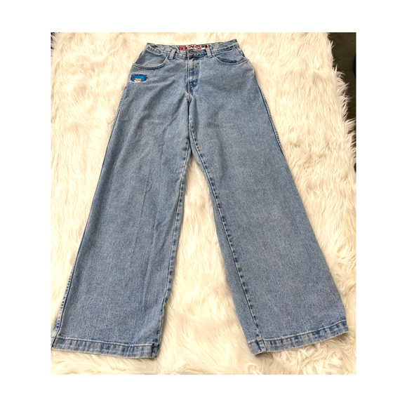 JNCO Denim - VTG JNCO Vandoll Jeans Wide Leg Bell Bottom Rave Skater Embroidered Sz 9